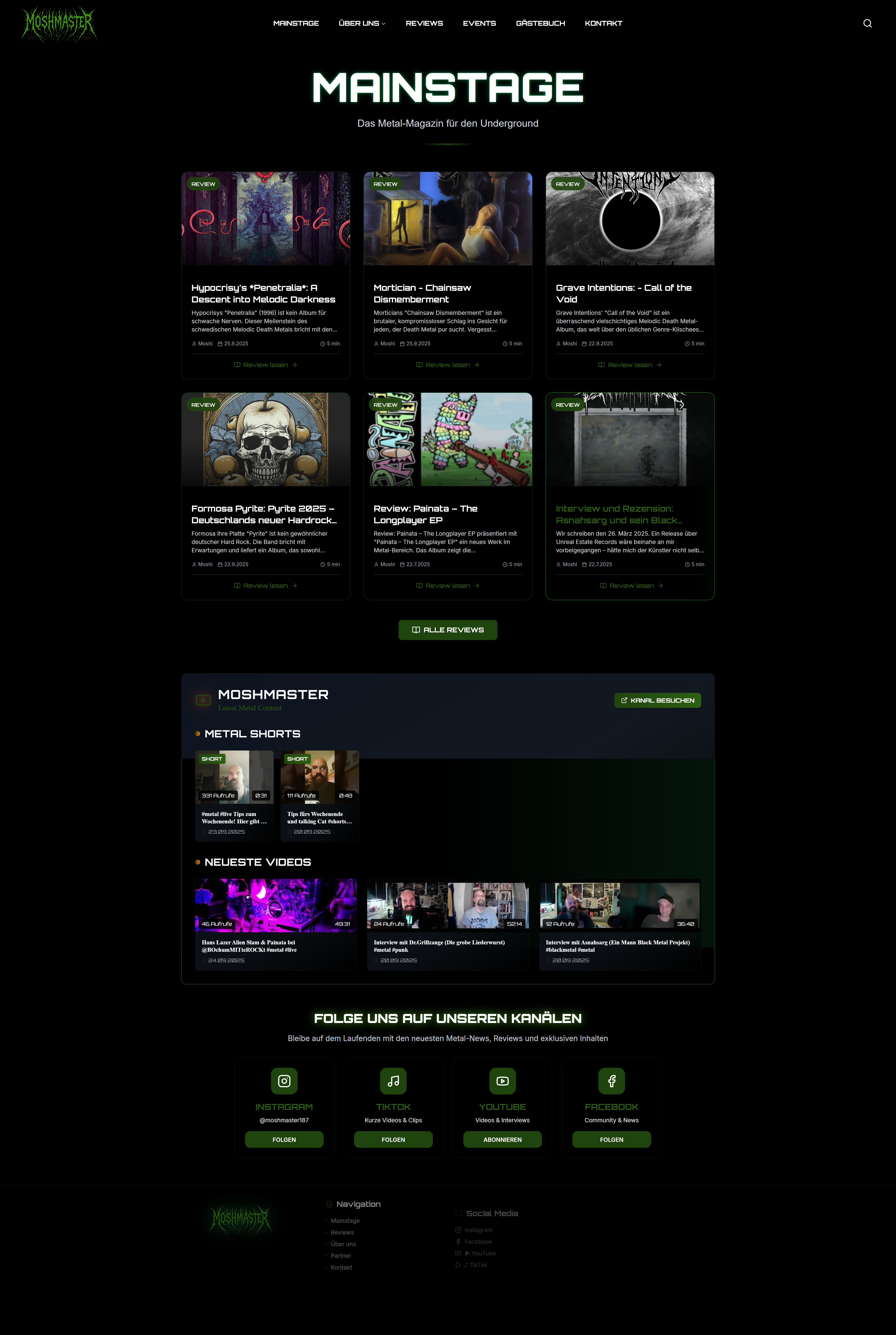 Moshmaster - Underground Magazin Website Screenshot